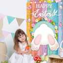 Happy Easter Door Cover Decorations 6x3ft Easter Party Decorations Backdrop Spring Eggs Bunny Flowers Hanging Banner for Indoor Outdoor Holy Sunday Party Supplies (bunny)