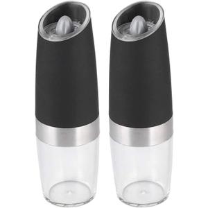 Electric Pepper Grinder, Rechargeable Spice Mills with LED Light with Adjustable Coarseness One Handed Push Button Peppercorn Grinders and Sea Salt Mills for Christmas Gift/Housewarming Gift - black