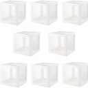 SEUNMUK 8 Pack White Decoration Balloon Boxes, Birthday White Party Decoration Boxe, Transparent DIY Balloon Boxes with 52 Letter for Theme Party Decor