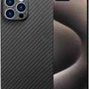 Aramid Fiber Case for iPhone 16 Pro Max with Carbon Fiber Texture, Super Slim Light Protective Cover Skin, Soft Touch Sturdy Durable Case, Snap-on Back Cover (Black 1500D)