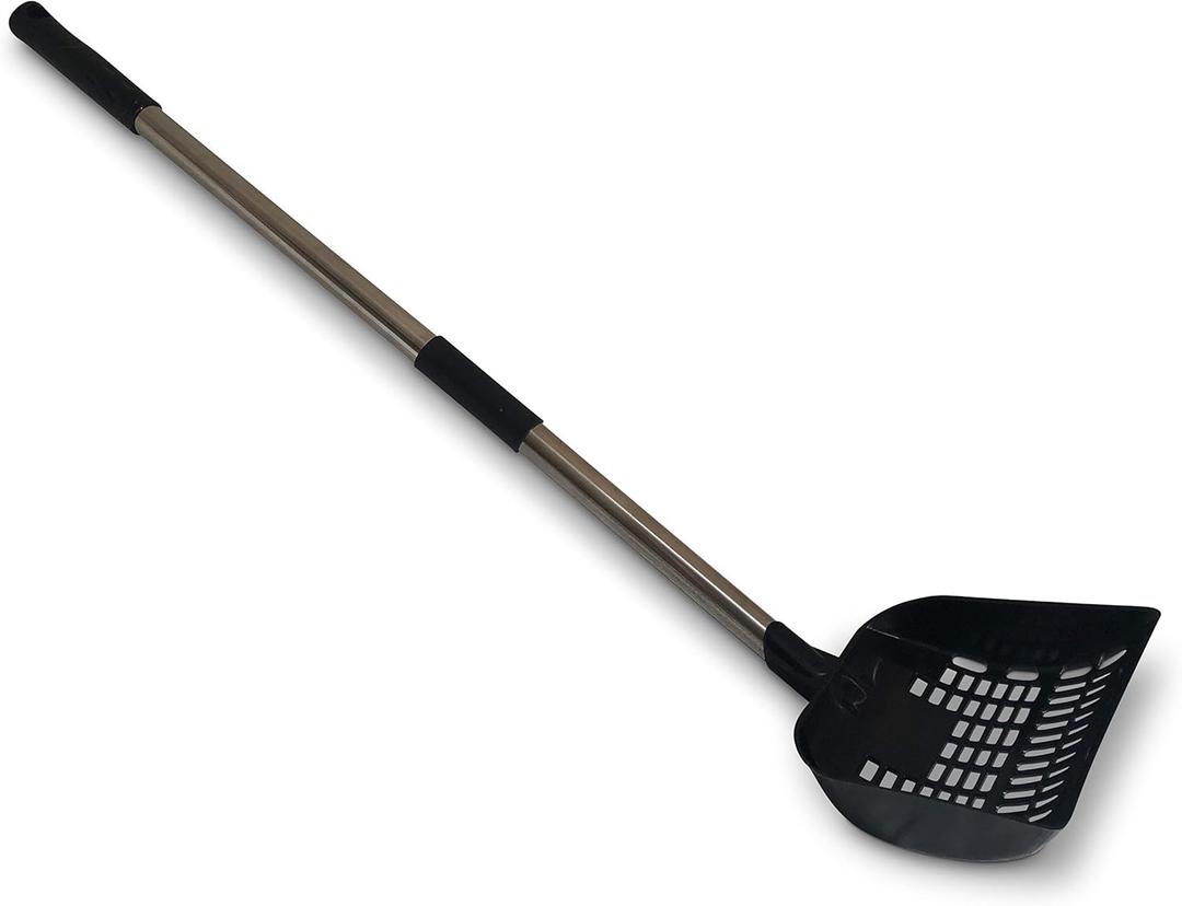 XL - A Long Handled Cat Litter Scoop - Keep Your Kitty Litter Box Clean with This Heavy Duty Metal Handled Pooper Scooper - Extra Large 6.5 x 6.5 Inch Scoop Update to Hold Poop Better