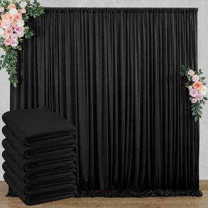 30 ft x 10 ft Wrinkle Free Black Backdrop Curtain for Parties, 6 Panels 10ft Polyester Black Photo Backdrop Drapes for Graduation Birthday Wedding Party Stage Curtains, Thick Bulk Background Curtains
