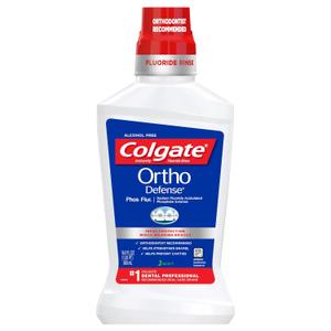 Colgate Ortho Defense Phos-Flur Anticavity Mouthwash, Alcohol Free Mouthwash for Braces, Made with Fluoride and Phosphate to Reduce White Spots and Help Prevent Cavities, Mint, 16.9 Fl Oz Bottle