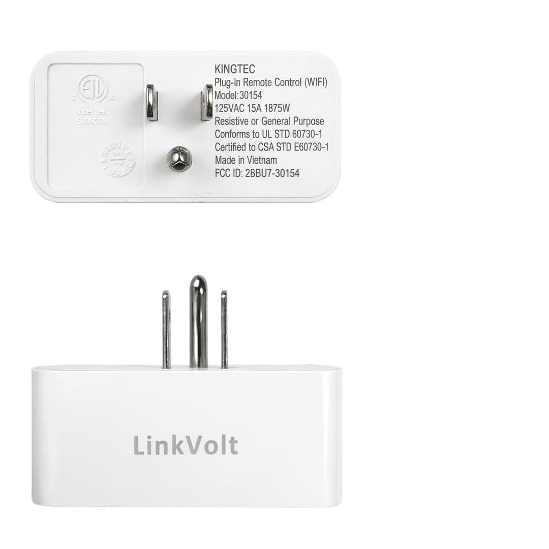 LINKVOLT Smart WiFi Plug Compatible with Alexa and Google Home Smart Outlet Timer with APP Voice Remote Control 2.4 GHz