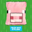 Paladone Minecraft Pig 2-in-1 Cushion Blanket - Officially Licensed Microsoft Travel Blanket, Foldable Soft Fluffy Throw, Gamer Living Room or Bedroom Decor 120cm x 150cm