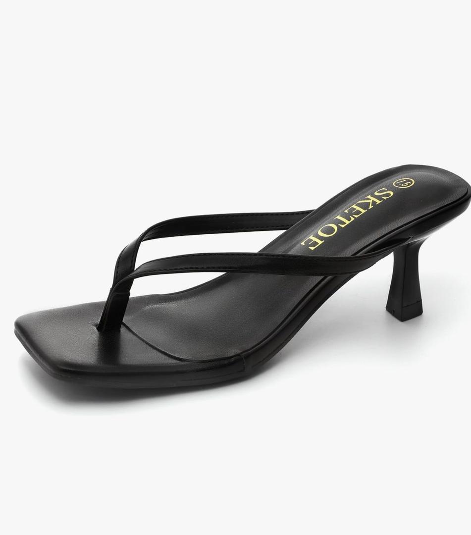 Kitten Heels for Women Square Toe Sandals Flip Flop Heels Thong Sandals Comfortable Summer 2 Inch Heels Sandals, 9.5