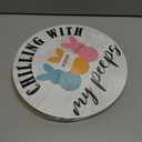 5 x Muktoujaumai Easter Wall Sign Decor, Easter Spring Hanging Sign Decorations Farmhouse Decor Wall Sign for Home, Living Room, Bedroom, Office, Chilling with My Peeps