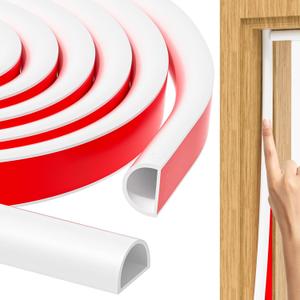 23ft Weather Stripping Door Seal, Silicone Weather Stripping Self Adhesive Door Seal Strip for Door Frame/Window (White 9/16"(W)15/32"T)23ft(L)