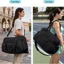 TOPEAST Weekender Bag for Women, Lightweight Puffer Travel Duffle Carry On Bag with Wet Pocket & 40oz Tumbler Pocket, Airline Approved Personal Item Overnight Bag, Black, Large