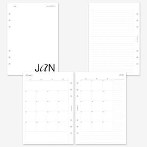 MAY PAPER CO. 2026 A5 Monthly with Notes Planner Refill, Month on Two Page Planner Insert for A5 Filofax and LV GM 6 ringed Agenda 5.8 x 8.3 (Separable Months, Sunday Start)