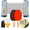 FBSPORT Ping Pong Paddle Set, Portable Table Tennis Set with Retractable Net,Rackets,Balls and Carry Bag for Indoor/Outdoor Games
