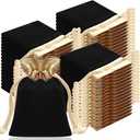 Wesnoy 200 Pieces Velvet Drawstring Pouch Bulk 2.76 x 3.54 Inches Small Jewelry Pouch Mini Gift Bags Gift Packaging Wrap Bags for Holiday Wedding New Year Party(Gold Black)