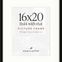 Americanflat 16x20 Poster Frame - Matted to 11x14 - Slim Molding - Black
