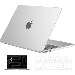 EooCoo Case Compatible with MacBook Pro 14 inch 2026-2021 M5-M1 Pro/Max Chip, Ultra Anti-Fingerprint, Anti-Scratch, Frosted Hard Shell Cases with Keyboard Cover, Screen Protector - Matte Transparent (Textured Matte Clear)