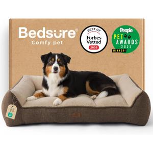 Bedsure SupportMax™ XL Orthopedic Dog Beds Large Sized Dog - Extra Thick Supportive Dogs Couch with Waterproof Washable Cover, Extra Large Comfort Pet Sofa with Soft Sherpa and Nonskid Bottom, Brown
