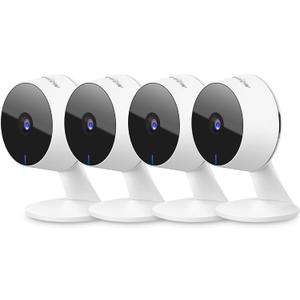 LaView Security Cameras 4pcs, Home Security Camera Indoor 1080P, Wi-Fi Cameras Wired for Pet, Motion Detection, Two-Way Audio, Night Vision, Phone App, Works with Alexa, iOS & Android & Web Access (1080P 2.4GHz 4 Pack, White)