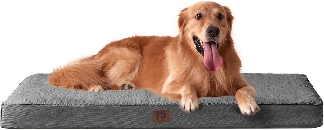 EHEYCIGA Orthopedic XL Dog Beds for Extra Large Dogs with Removable Washable Cover for Crate, Grey, 41x27 (41*27*3.5 inches)