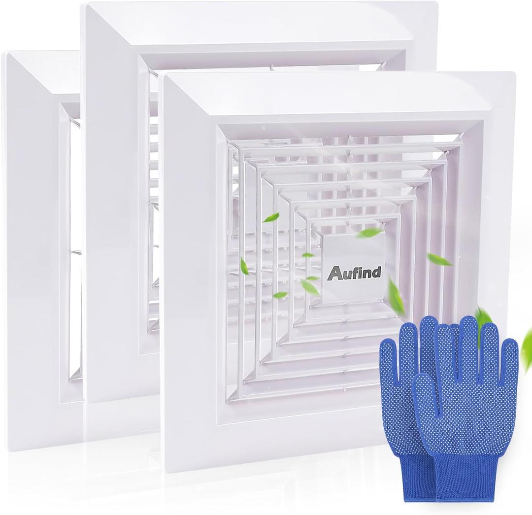 3Pcs 11" x11" Bathroom Exhaust Fan Cover with Spring, Square Ceiling or Wall Mounted Exhaust Fan, Ceiling Fan, Air Diffuser, Diverter Ventilation Hood, Ventilation Fan Plastic Cover