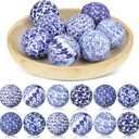 Libima 12 Pcs Blue and White Decorative Balls 2.76" Chinoiserie Balls for Centerpiece Bowls Filler Fabric Wrapped Bowl Filler Trays for Christmas Vases Tables Basket Home (Classic)