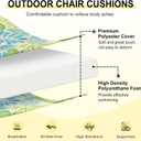 downluxe Outdoor Chair Cushions Set of 4 for Patio Furniture, Water-Resistant Patio Chair Cushions with Ties, High Density Foam Outdoor Seat Cushion, 17" X 16" X 2", Tropical Green Leaves