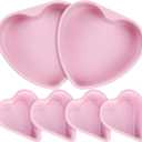 Nuogo 6 Pcs Heart Shaped Nonstick Cake Pans 8 Inch 4 Inch Pink Baking Pans Set Carbon Steel Cake Baking Mold for Valentine Bake DIY Weddings Party Favor Dishwasher Safe