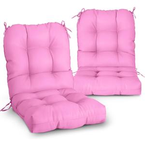 EAGLE PEAK Tufted Outdoor/Indoor Seat/Back Chair Cushions, Set of 2, 42'' x 21'', Pink