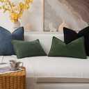 Kevin Textile Spring Waterproof Decorative Pillow Covers Moss Green 18x18 Inch Pack of 2 Soft Boucle Textured Throw Pillowcases Elegant Accent Pillows for Couch Sofa Chair Bed Indoor Outdoor