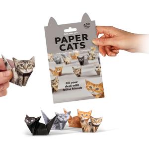 DIY Paper Cats - 50 Sheets DIY Origami Paper to Fold Cute Cat Figures, Fun 3D Paper Dog & Cat, Desk Decoration & Gift for Cat Lovers,Animal Papers Sculpture for Teens & Adults(Cat, 50pcs)