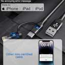Coiled Phone Car Charger Cable - USB-C and Lightning 2-in-1 Charging Cable, 40cm to 4ft Extendable Cord for CarPlay & Auto, Tangle-Free Android/Phone Car Accessories (Black)