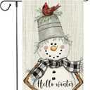 3 x Snowman Cardinal Hello Winter Garden Flag 12x18 Inch Double Sided, Winter Holiday Yard Outdoor Flag (RMQ-83)