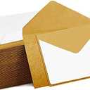140 Mini Envelopes With White Blank Note Cards, Mini Envelopes 4"x 2.7" For Business Cards, Gift Cards (Gold)