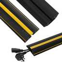 Floor Cord Cover 4.1Ft Heavy Duty PVC Floor Cable Protector Electric Cord Hider Cable Management Floor Strip Extension Cord Covers Cable Raceway for Wires on Floor Inner Channel 1.36" W x 0.43" H (Black & Yellow)
