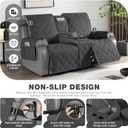 TAOCOCO Loveseat Recliner Cover with Console, Non-Slip Split Reclining Pet Cover for Dual Loveseat Recliner, Furniture Protector with Elastic Straps (2 Seater, Charcoal Gray)
