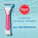 Schick Hydro Silk TrimStyle Razor with Bikini Trimmer for Women | 2-in-1 Bikini Razor for Women and Womens Trimmer for Pubic Hair, Includes 1 Waterproof Handle, 3 Refills & 1 AAA Battery