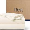 REST Evercool+ Starter Sheet Set, King, Ivory, Breathable Bed Sheets for Hot Sleeper and Night Sweats, with Pillowcases, with Ionic+ Self-Cleaning Silver Yarn for Sensitive Skin, 3PCS No Flat Sheet