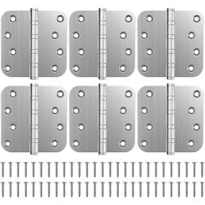 KOLET Ball Bearing Door Hinges, 4 x 4 Inches Door Hinges, 5/8'' Radius Corner Hinges, Heavy Duty Stainless Steel, Smooth and Quiet, Non Removable Pin, Brushed Nickel, 6 Pack KOLET Ball Bearing Door Hinges, 4 x 4 Inches Door Hinges, 5/8'' Radius Corner Hinges, Heavy Duty Stainless Steel, Smooth and Quiet, Non Removable Pin, Brushed Nickel, 6 Pack