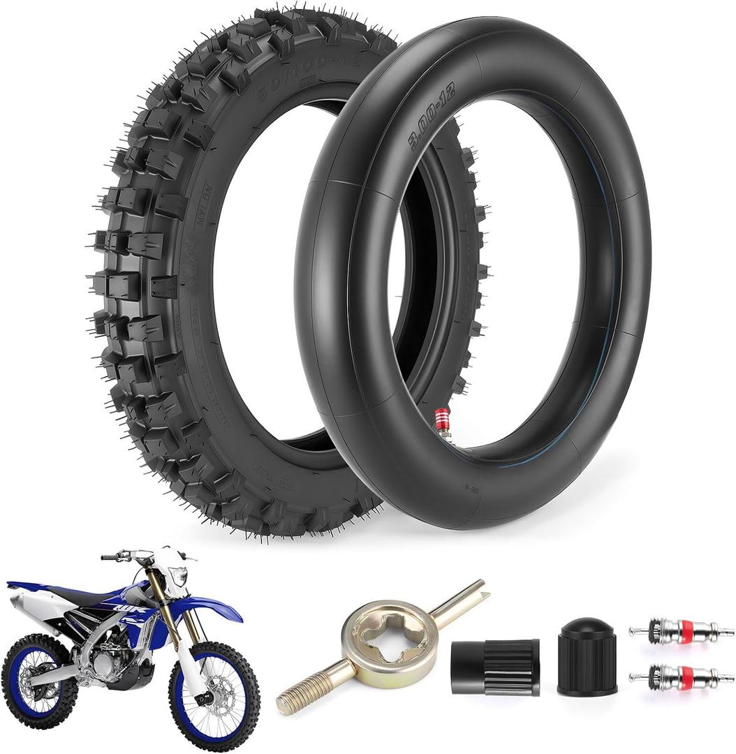 80/100-12 3.00-12 Back Rear Tire and Inner Tube,80/100-12 Dirt Bike Tire,12 Inch Rear Dirt Bike Tire compatible with Honda CRF70 XR70 Kawasaki KLX110 TTR90 PW80 Pit Bike (Fit 90cc 110cc 125cc)