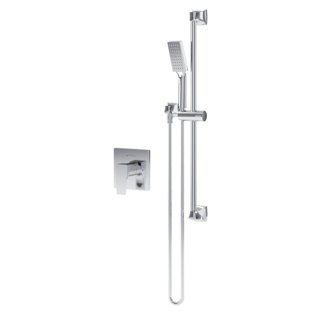 Symmons Verity Hand Shower Trim with Slide Bar and Metal Hose in Polished Chrome, 30" hand shower slide bar with 60" flexible metal hose