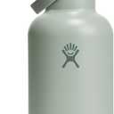 Hydro Flask Water Bottle - Insulated Stainless Steel - Wide Mouth Flex Straw Lid, Non Spill, Leakproof and Refillable in 64 Oz Tonal Agave