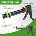 Professional Caulk Gun Kit with Caulk Remover & Silicone Sealant - 5 in 1 Caulking Tool Set for Caulking Removal, Includes Caulking Gun Tool, Silicone Scraper