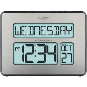 La Crosse Technology 513-1419BLv4-INT Backlight Atomic Full Calendar Clock with Extra Large Digits