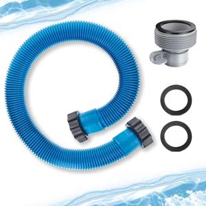 Heavy-Duty 1.5" Pool Pump Replacement Hose Kit Thickened Threaded Pool Hose with B-Type Adapter & Clamps, Above Ground Pool Hose Conversion Kit for 1500+ GPH Pumps, Sand Filters & Saltwater Systems