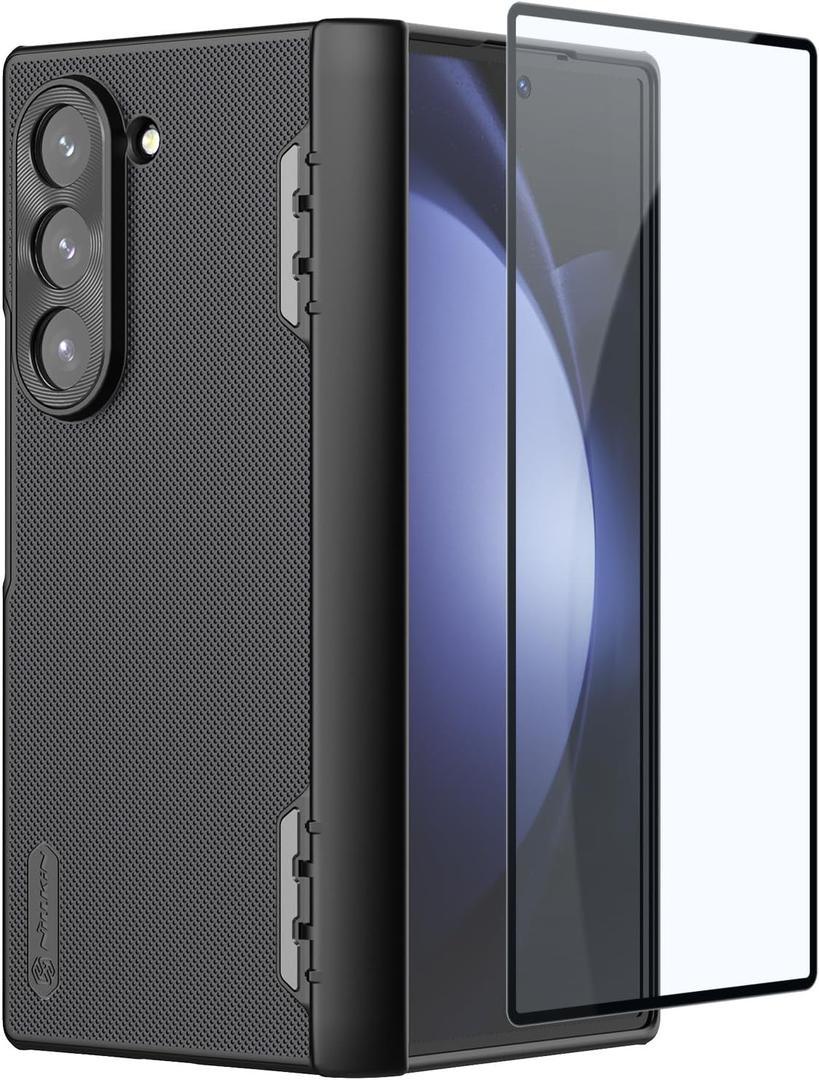 Nillkin for Galaxy Z Fold 6 Case with Hinge Protection, Built-in Screen Protector, Matte PC Cover with Metal Camera Lens Protector, Slim Fit Protective Phone Case for Samsung Galaxy Z Fold 6, Black