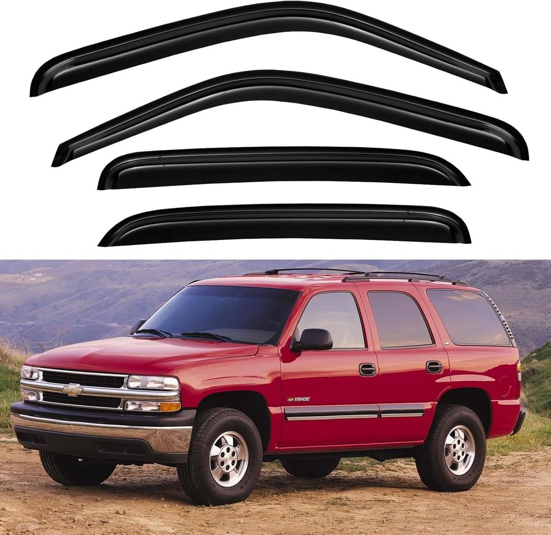Window Visors Rain Guards for Chevy Tahoe/GMC Yukon 2000-2006, Out-Channel Window Vent Wind Deflectors Visors Shades for 2002-2006 Cadillac Escalade Window Visors Rain Guards for Chevy Tahoe/GMC Yukon 2000-2006, Out-Channel Window Vent Wind Deflectors Visors Shades for 2002-2006 Cadillac Escalade