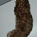 Flufymooz Ponytail Extension, 26 Inch Bohemian Style Drawstring Ponytail Hair Extensions for Women, Long Curly Wavy Ponytail Natural Synthetic Hairpiece for Women (26 Inch Almond brown)