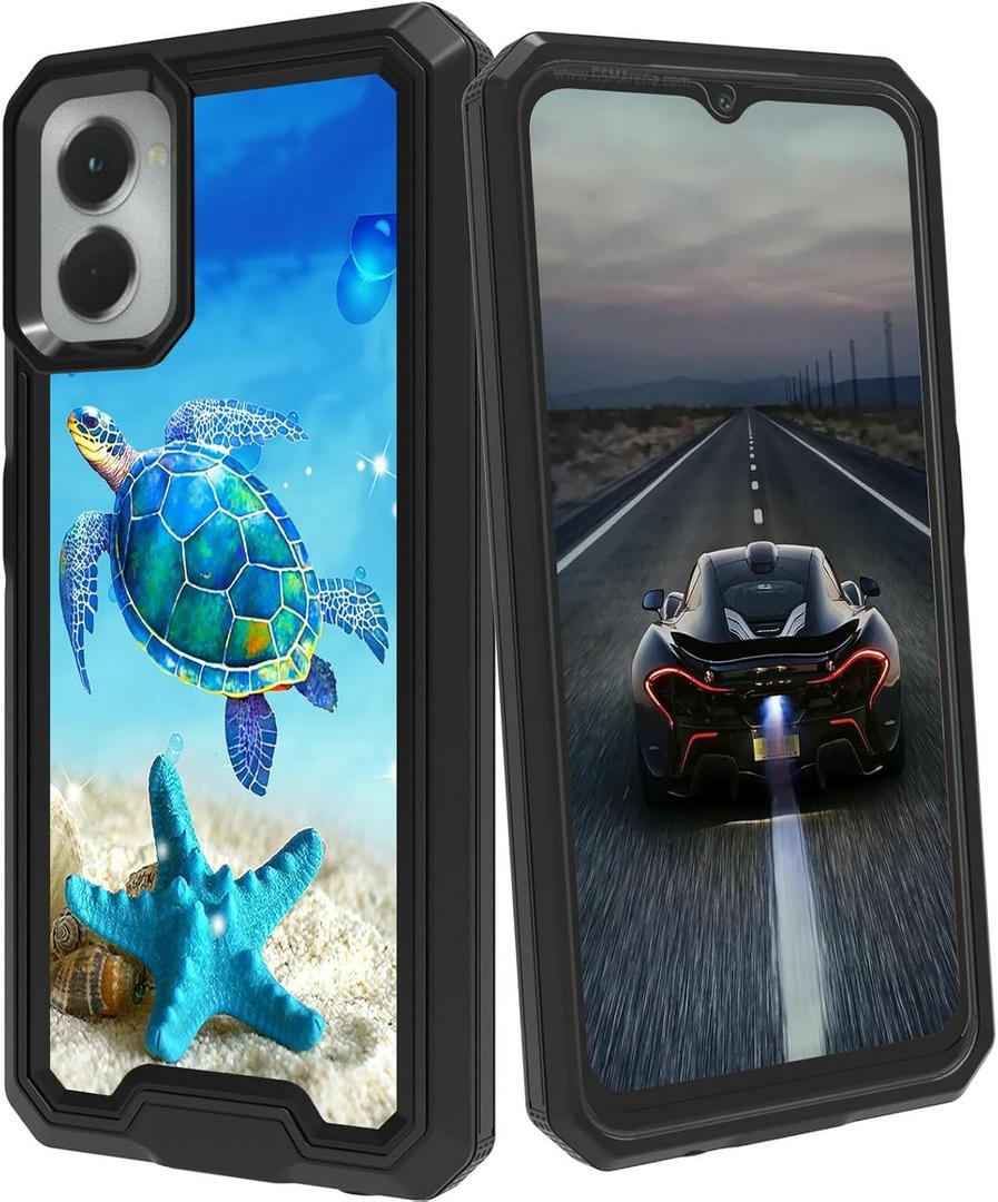 for Moto G Power 5G 2024 Case for Men Women Turtle Starfish Mixed Dual Layer Heavy Duty Shockproof Rugged Protective Phone Case for Motorola G Power 5G 2024