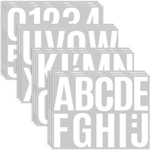 12 Sheets Large Letter Stickers -4 Inch White Vinyl Self Adhesive Alphabet Number Stickers Stick On Letters for Arts Crafts Outdoor Sign Wall Mailbox Windows Doors Car Poster Board (White, 4 Inch)