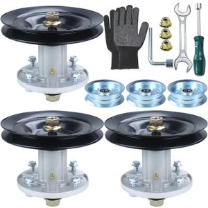 3 Pack Greased GY21099 Spindle Assembly with GX21381 Pulley GY20629 Replaces GY21099 Spindle Kit John Deere GY21099, GY20867, GY20592, GY20110, GY22082 for John Deere D170 LA175 E180 Tractors