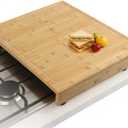 BAMOTTO CRAFTBAMBOO 20 x 22 Inch Bamboo Cutting Board, Stovetop Cover and Over-the-Sink Board with Detachable Legs & Non-Slip Front Lip, Reversible Kitchen Counter Chopping Board