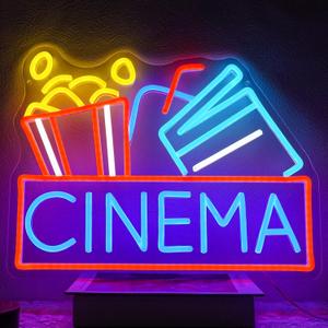 Cinema Neon Sign Dimmable Movie Neon Light Sign for Wall Decor Film Theater Led Signs for Home Bar Movie Night Party Man Cave Film Room Gift 15.7" x 12.2"